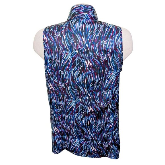 Zoe Skye Blouse Top Womens XL Ruffles Keyhole Sleeveless Blue Romantic Satiny - Picture 4 of 6